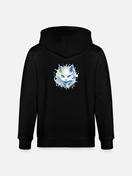Cat - illustration - Stanley/Stella CULTIVATOR Unisex Organic Hooded Jacket - black