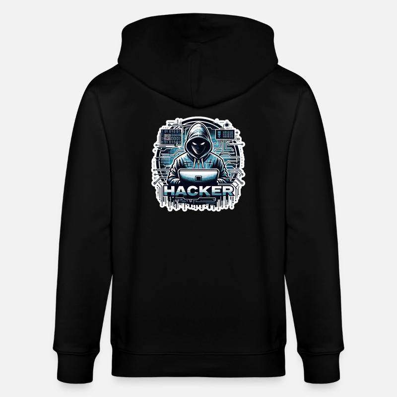 Hacker - Illustration - Stanley/Stella Unisex Bio-Kapuzenjacke CULTIVATOR  - Schwarz