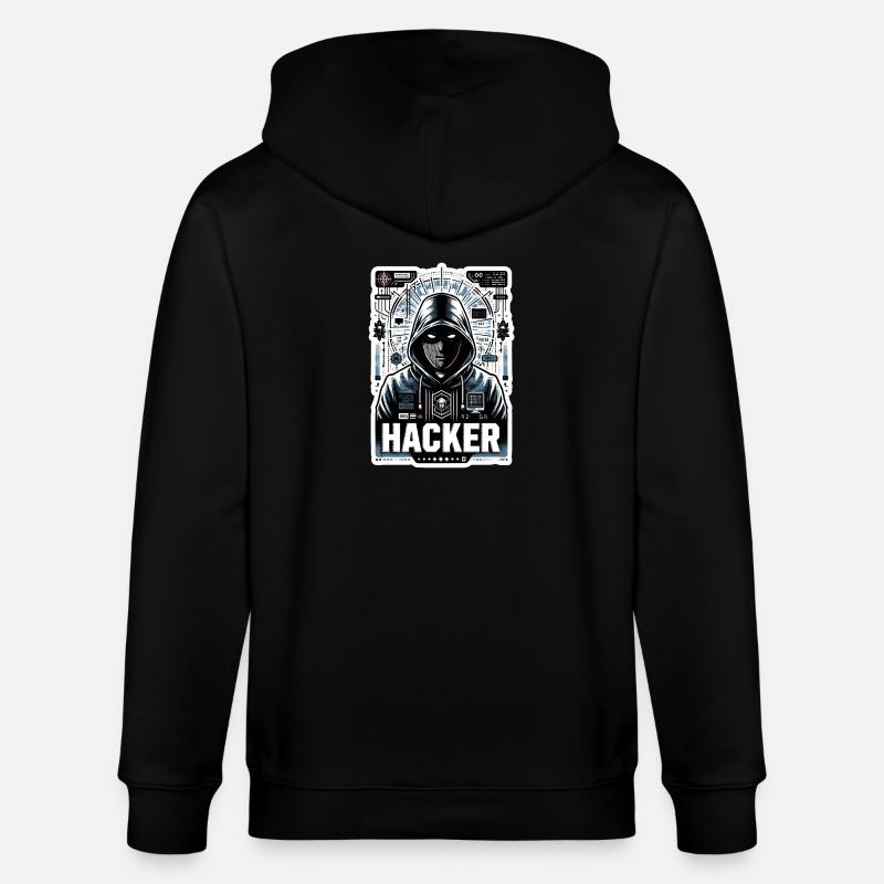Hacker - Illustration - Stanley/Stella Unisex Bio-Kapuzenjacke CULTIVATOR  - Schwarz