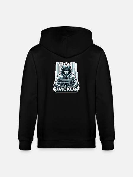 Hacker - Illustration - Stanley/Stella CULTIVATOR  Unisex Organic Hooded Jacket - black