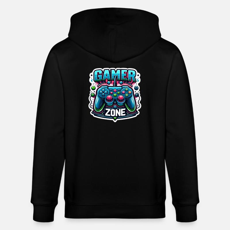 Gamer Zone - Controller Illustration - Stanley/Stella Unisex Bio-Kapuzenjacke CULTIVATOR  - Schwarz