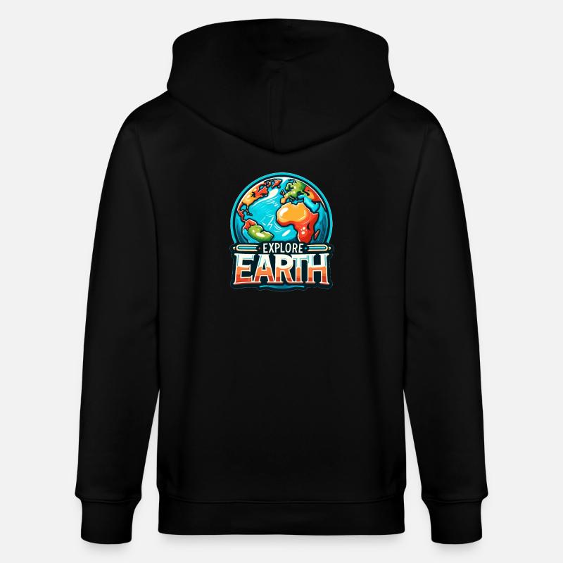 Explore Earth - Erde Illustration - Stanley/Stella Unisex Bio-Kapuzenjacke CULTIVATOR  - Schwarz
