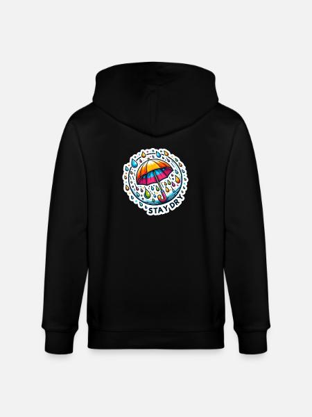 Stay Dry - Umbrella Illustration - Stanley/Stella CULTIVATOR Unisex Organic Hooded Jacket - black