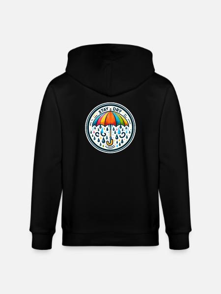 Stay Dry - Umbrella Illustration - Stanley/Stella CULTIVATOR Unisex Organic Hooded Jacket - black