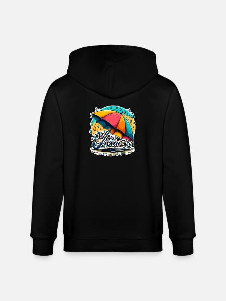 Stay Dry - Umbrella Illustration - Stanley/Stella CULTIVATOR Unisex Organic Hooded Jacket - black