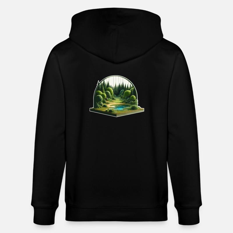 Paysage - Illustration - Veste à capuche bio CULTIVATOR Stanley/Stella Unisexe - noir