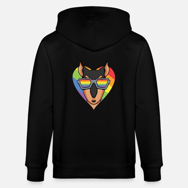 LGBT Hund Dobermann Regenbogen - Stanley/Stella Unisex Bio-Kapuzenjacke CULTIVATOR  - Schwarz