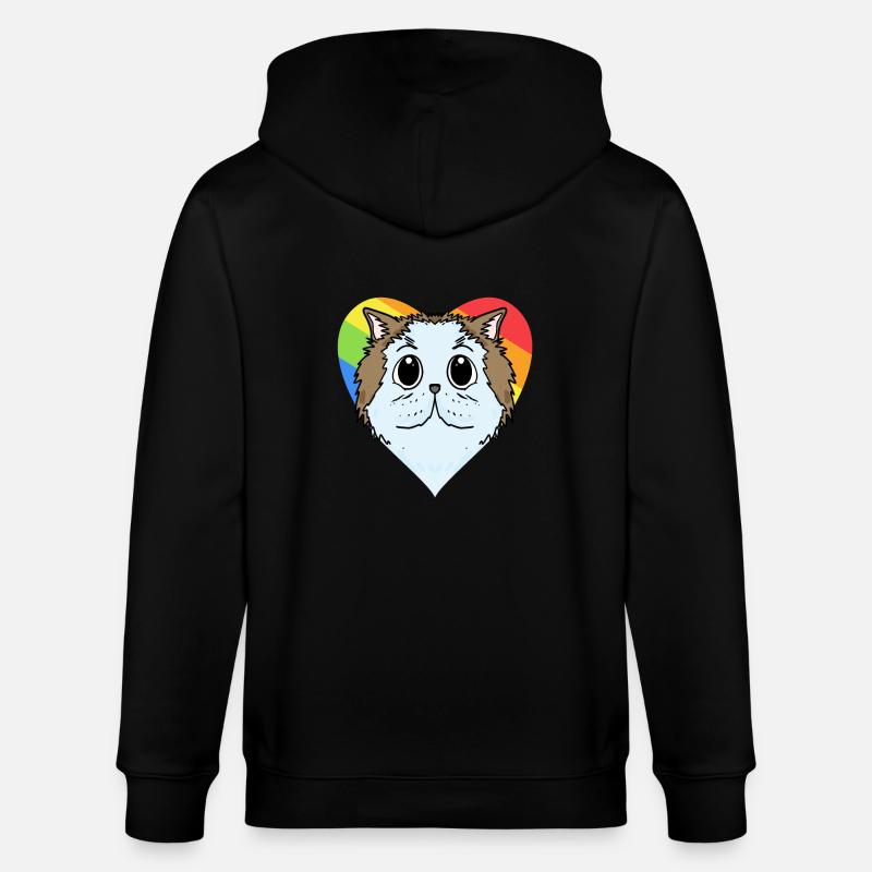 CHAT LGBT Chat Persan Arc-en-ciel - Veste à capuche bio CULTIVATOR Stanley/Stella Unisexe - noir