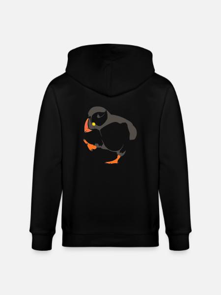 Walking puffin - Stanley/Stella CULTIVATOR Unisex Organic Hooded Jacket - black