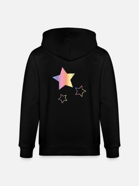Regenbogen Sterne - Stanley/Stella Unisex Bio-Kapuzenjacke CULTIVATOR  - Schwarz
