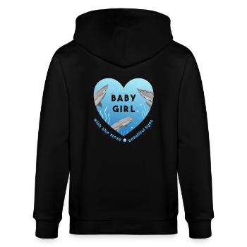 baby girl - Stanley/Stella Unisex Bio-Kapuzenjacke CULTIVATOR  - Schwarz - Hinten - Anna (173cm)
