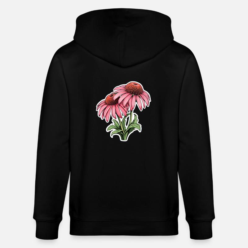 Echinacea 2 Blüten - Stanley/Stella Unisex Bio-Kapuzenjacke CULTIVATOR  - Schwarz