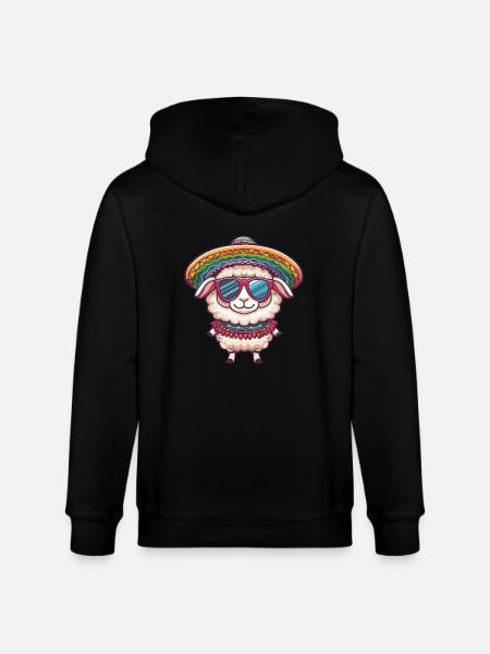 Sheep Comic Funny Sombrero - Stanley/Stella CULTIVATOR Unisex Organic Hooded Jacket - black