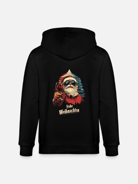 Cooler Weihnachtsmann mit Weinglas - Stanley/Stella Unisex Bio-Kapuzenjacke CULTIVATOR - Schwarz