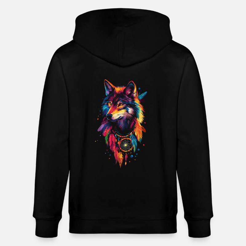 Loup Attrape-rêves - Veste à capuche bio CULTIVATOR Stanley/Stella Unisexe - noir