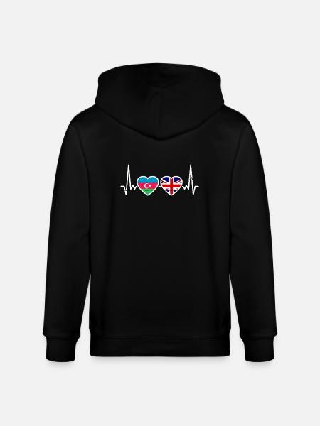 Azerbaijan Great Britain Flag - Stanley/Stella CULTIVATOR  Unisex Organic Hooded Jacket - black