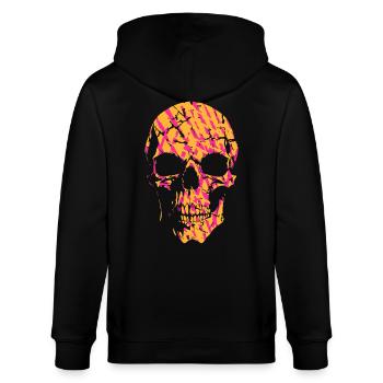 Skull - colorful pattern - Stanley/Stella CULTIVATOR  Unisex Organic Hooded Jacket - black - Back - Anna (173cm)