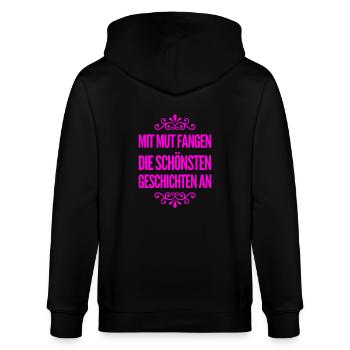 nur Mut - Stanley/Stella Unisex Bio-Kapuzenjacke CULTIVATOR  - Schwarz - Hinten - Anna (173cm)