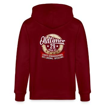 Zum 29. Geburtstag! - Stanley/Stella Unisex Bio-Kapuzenjacke CULTIVATOR  - Burgunderrot - Hinten - Anna (173cm)