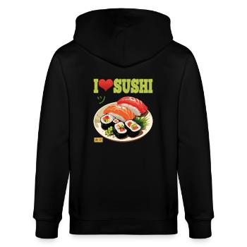 I Love Sushi - Stanley/Stella Unisex Bio-Kapuzenjacke CULTIVATOR  - Schwarz - Hinten - Anna (173cm)