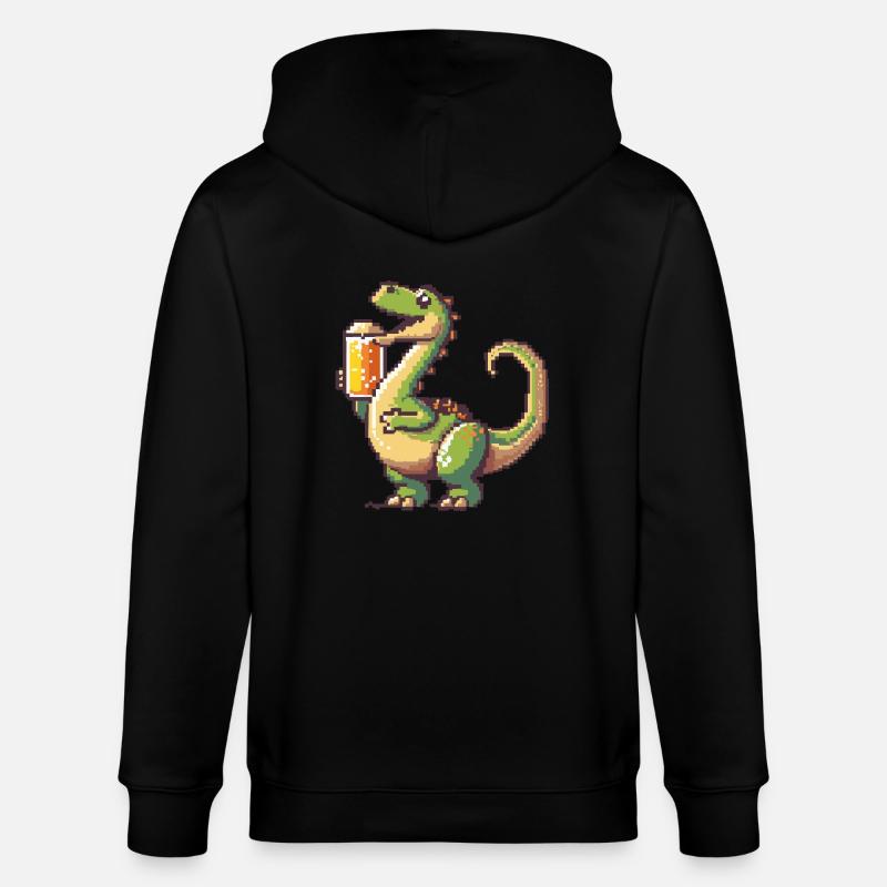 Dinosaurier brontosaurus Bier Pixel - Stanley/Stella Unisex Bio-Kapuzenjacke CULTIVATOR  - Schwarz