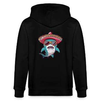 Hai Comic Lustig Sombrero - Stanley/Stella Unisex Bio-Kapuzenjacke CULTIVATOR  - Schwarz - Hinten - Anna (173cm)