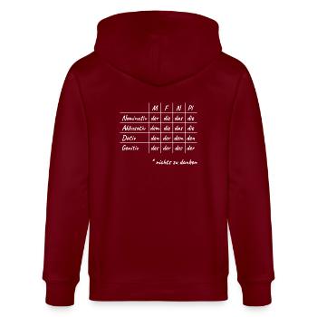 Lustiges Deutsche Grammatik Hilfe Deutsch Lehrer - Stanley/Stella Unisex Bio-Kapuzenjacke CULTIVATOR  - Burgunderrot - Hinten - Anna (173cm)