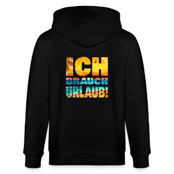 Brauche Urlaub Burnout Stress ausruhen Erholung - Stanley/Stella Unisex Bio-Kapuzenjacke CULTIVATOR  - Schwarz - Hinten - Anna (173cm)