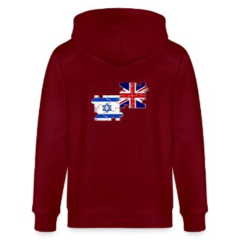 Israël Drapeau britannique Israélien Britannique - Veste à capuche bio CULTIVATOR Stanley/Stella Unisexe - bordeaux - Dos - Anna (173cm)