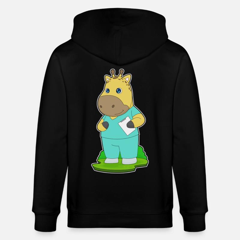 Girafe Infirmière - Veste à capuche bio CULTIVATOR Stanley/Stella Unisexe - noir