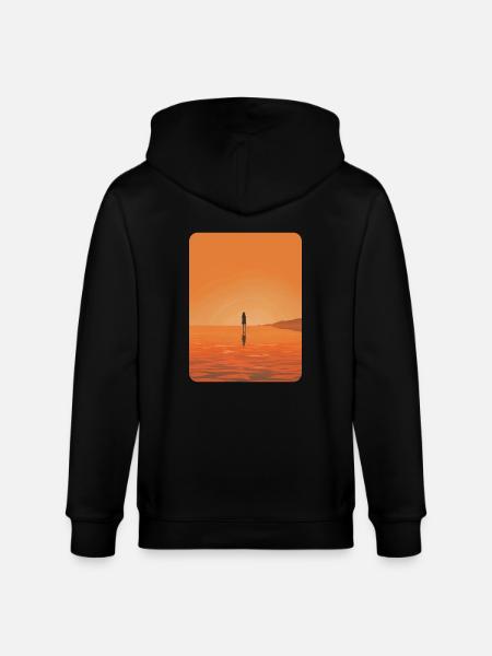 Auringonlaskun siluetti - Stanley/Stella CULTIVATOR unisex vetoketjullinen luomuhuppari - musta