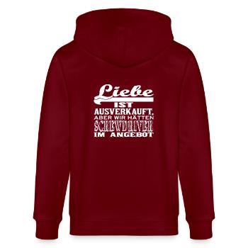 Liebe ist ausverkauft SCREWDRIVER - Stanley/Stella Unisex Bio-Kapuzenjacke CULTIVATOR  - Burgunderrot - Hinten - Anna (173cm)