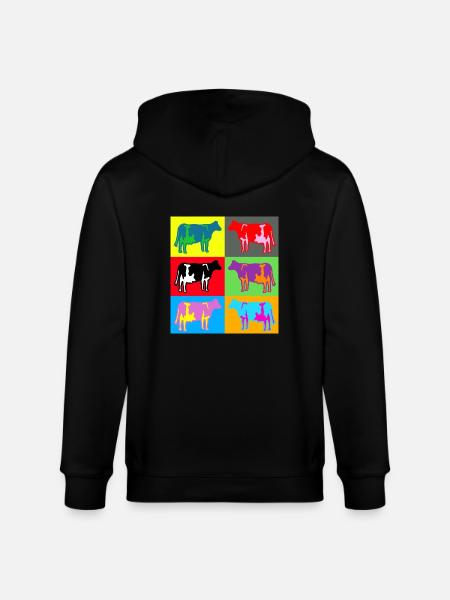 cow cows coloured multicolour - Stanley/Stella CULTIVATOR Unisex Organic Hooded Jacket - black
