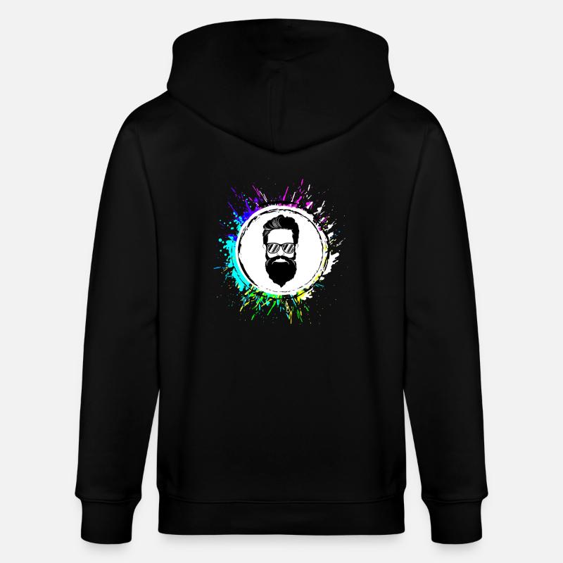 Face beard icon - Stanley/Stella CULTIVATOR  Unisex Organic Hooded Jacket - black