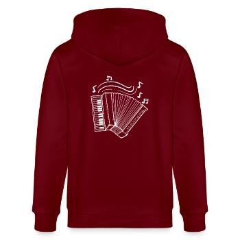Akkordeon - Stanley/Stella Unisex Bio-Kapuzenjacke CULTIVATOR  - Burgunderrot - Hinten - Anna (173cm)