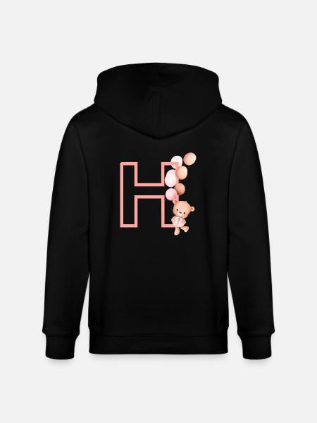 Letter h pink bear - Stanley/Stella CULTIVATOR Unisex Organic Hooded Jacket - black