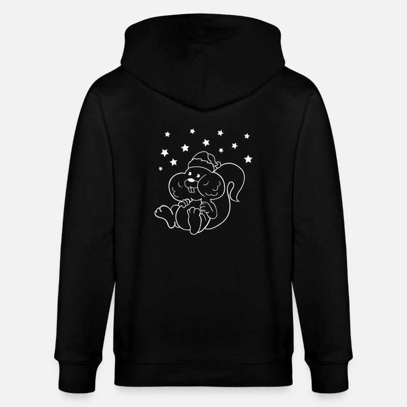 Weihnachts Einhörnchen - Stanley/Stella Unisex Bio-Kapuzenjacke CULTIVATOR  - Schwarz