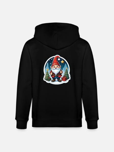 Christmas gnome - Stanley/Stella CULTIVATOR  Unisex Organic Hooded Jacket - black