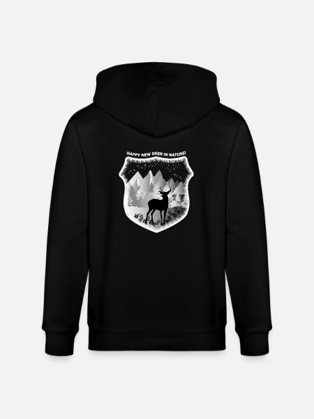 GLADE NYE HJORTE I NATUREN! GLÆDELIG NY HJORT! - Stanley/Stella økologisk unisex-hættejakke CULTIVATOR  - sort