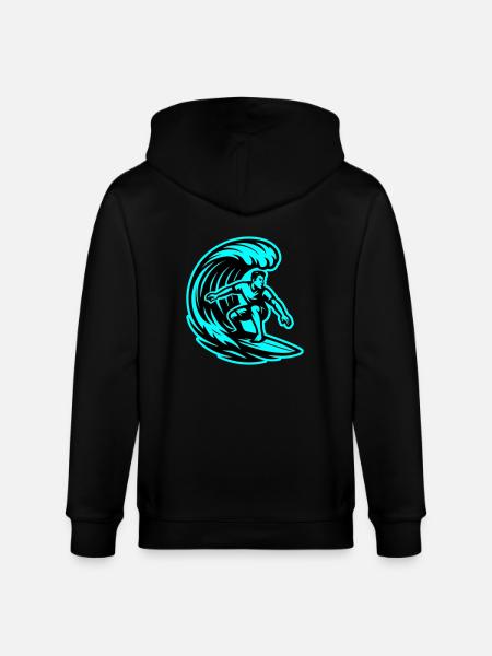 Surfer Wave Surfing - Stanley/Stella CULTIVATOR Unisex Organic Hooded Jacket - black