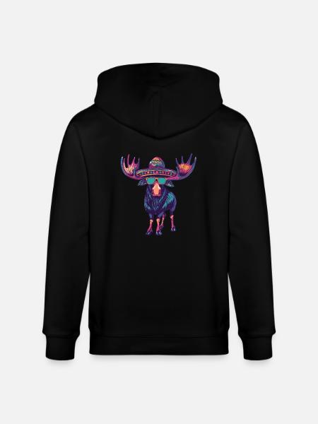 Elch Comic Lustig Sombrero - Stanley/Stella Unisex Bio-Kapuzenjacke CULTIVATOR  - Schwarz