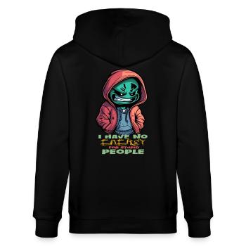 ich hasse dumme menschen - keine energie - Stanley/Stella Unisex Bio-Kapuzenjacke CULTIVATOR  - Schwarz - Hinten - Anna (173cm)