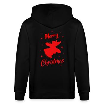 Merry Christmas moose - Stanley/Stella Unisex Bio-Kapuzenjacke CULTIVATOR  - Schwarz - Hinten - Anna (173cm)