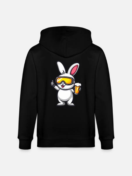 Rabbit Après Ski Beer Comic - Stanley/Stella CULTIVATOR Unisex Organic Hooded Jacket - black