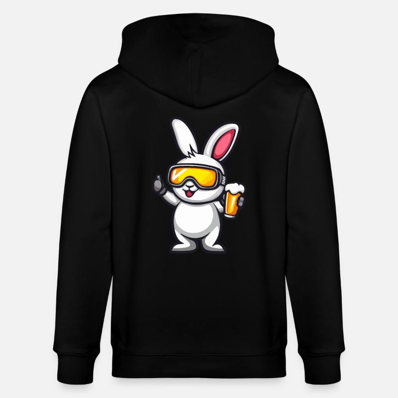 Rabbit Après Ski Beer Comic - Stanley/Stella CULTIVATOR Unisex Organic Hooded Jacket - black