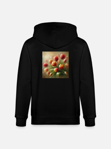 Esthétique Tulipes Fleurs - Veste à capuche bio CULTIVATOR Stanley/Stella Unisexe - noir