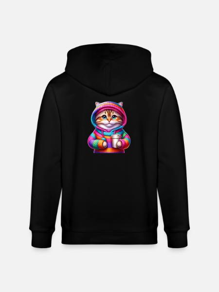 Bunte Katze - Stanley/Stella Unisex Bio-Kapuzenjacke CULTIVATOR - Schwarz
