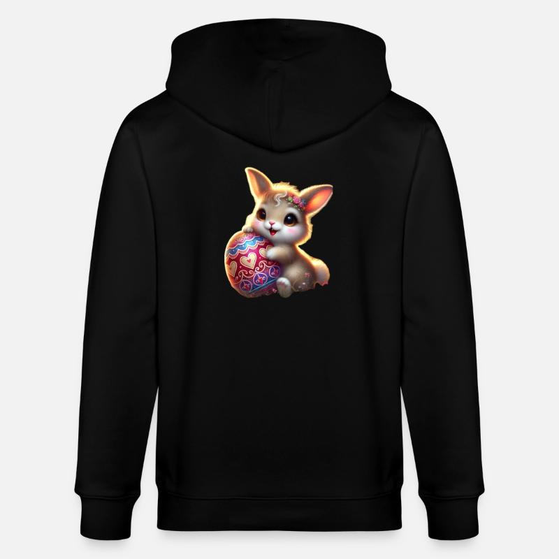Lapin de Pâques avec œuf - Veste à capuche bio CULTIVATOR Stanley/Stella Unisexe - noir