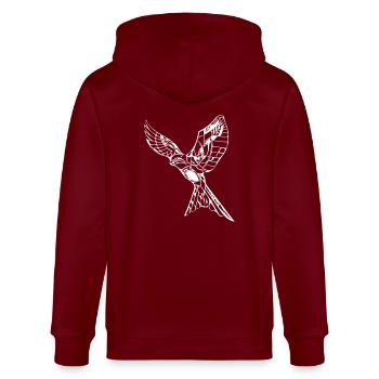 Elegant flying hawk - Stanley/Stella CULTIVATOR  Unisex Organic Hooded Jacket - burgundy - Back - Anna (173cm)