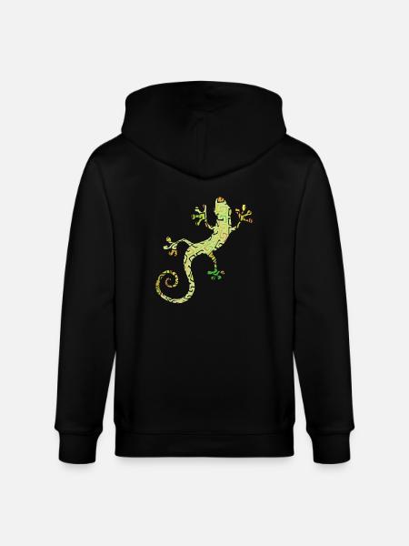 Grüner Salamander oder Gecko - Stanley/Stella Unisex Bio-Kapuzenjacke CULTIVATOR  - Schwarz